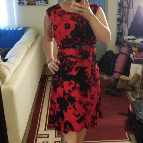 Connected Dresses & Skirts - Red floral dress pin up sz 12